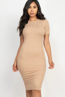  Ribbed Bodycon Midi Dress