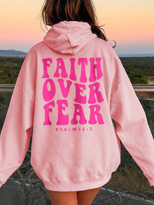  FAITH OVER FEAR Dropped Shoulder Hoodie